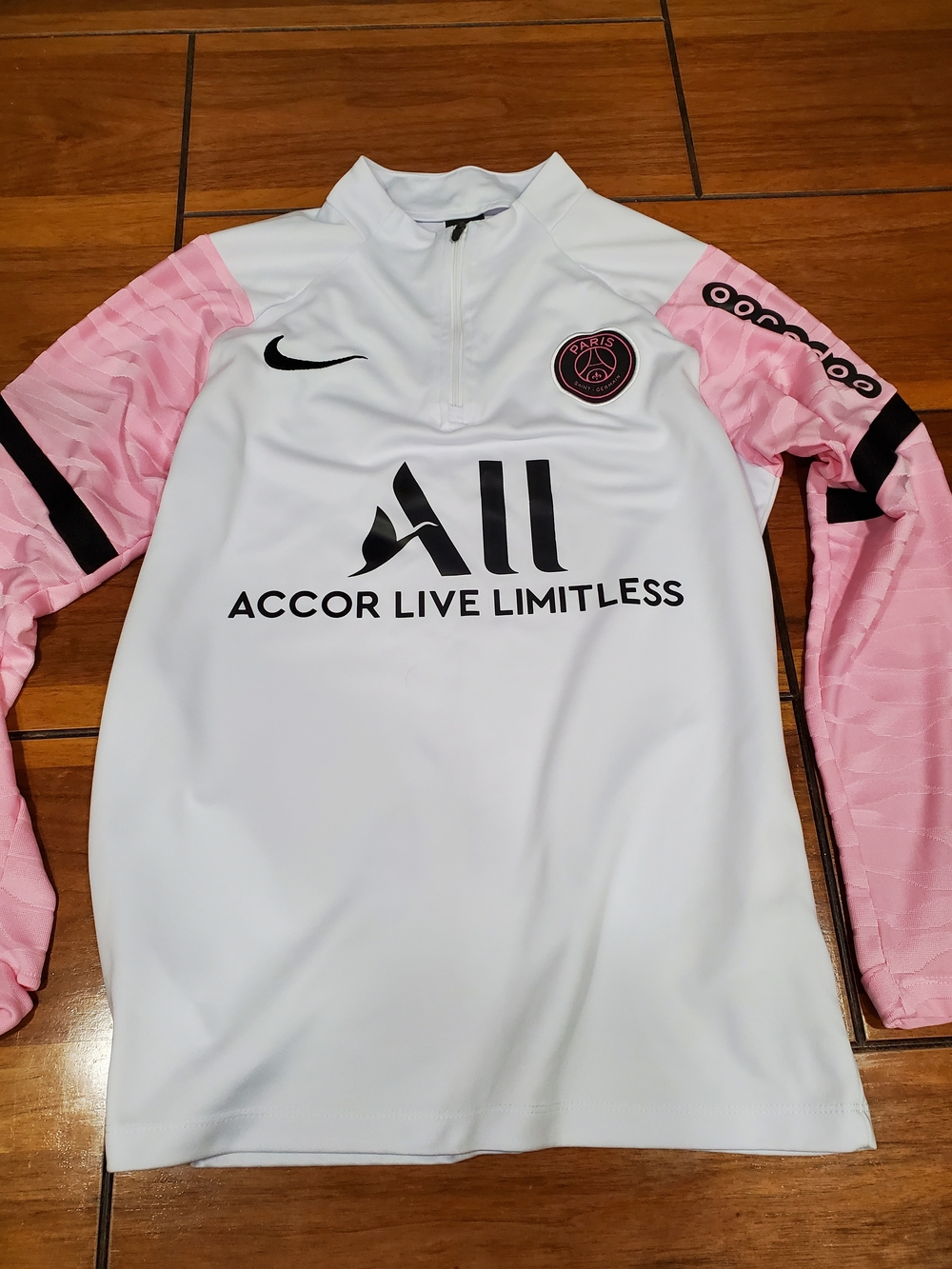 Nike PSG White & Pink Long-Sleeve Training Top